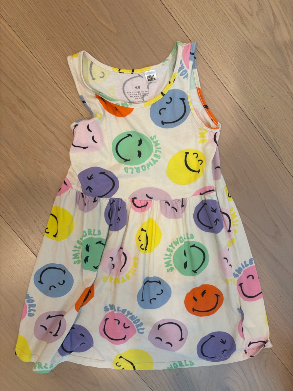 H&M Kids White Tank Dress with Colorful Smiley Dots